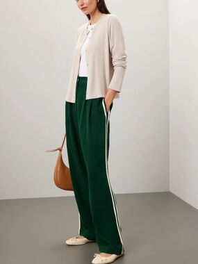 DONNI Twill Pleated Stripe Pants